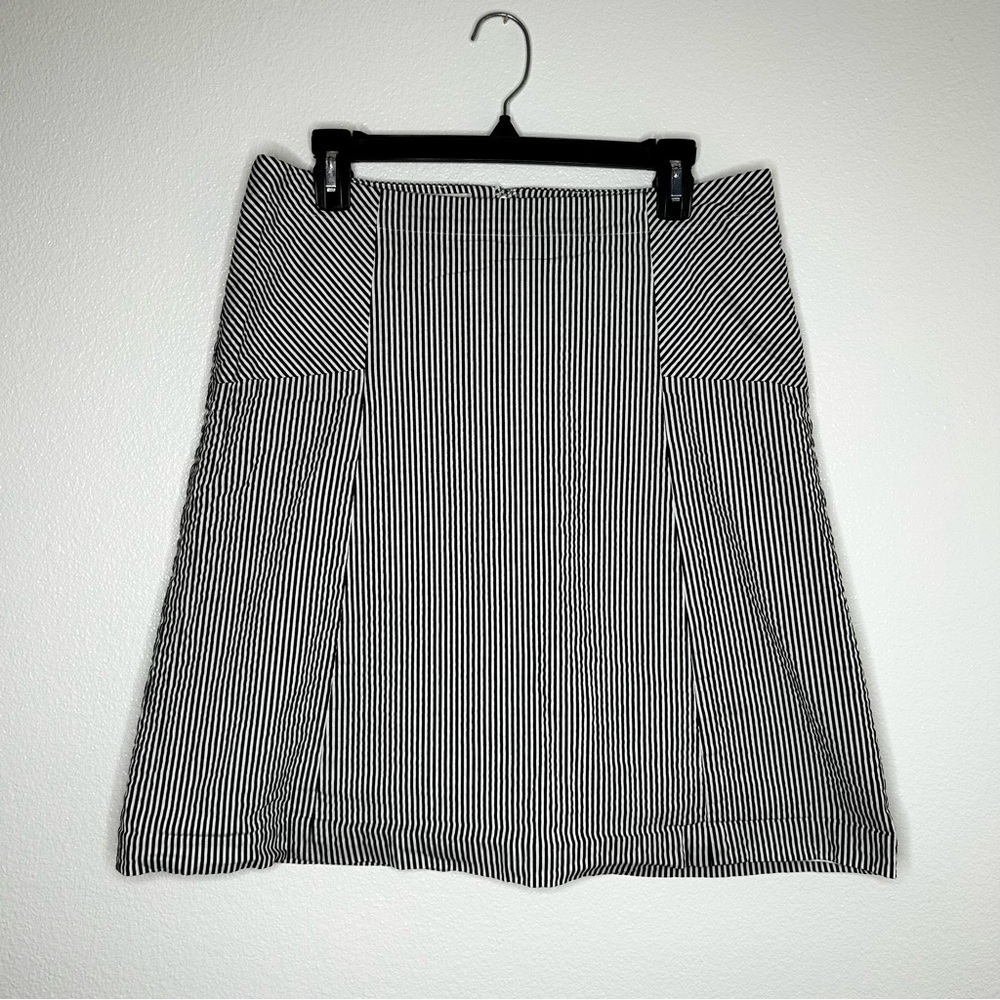 Talbots Womens White & Black Striped A-Line Mini Skirt Size 10
